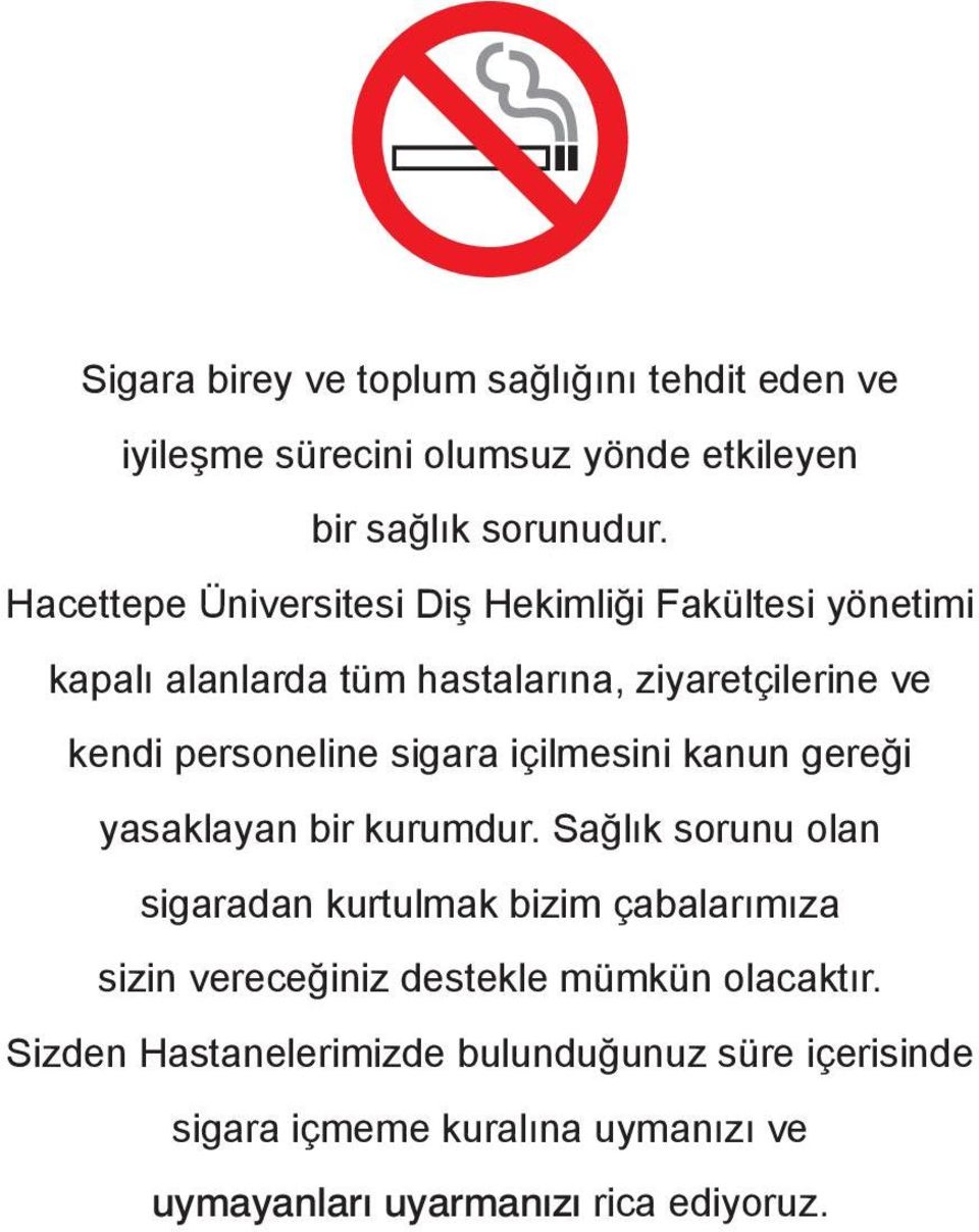 sigara içilmesini kanun gereği yasaklayan bir kurumdur.