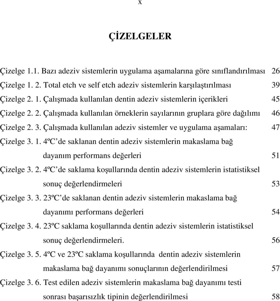 4ºC de saklanan dentin adeziv sistemlerin makaslama bağ dayanım performans değerleri 51 Çizelge 3. 2.