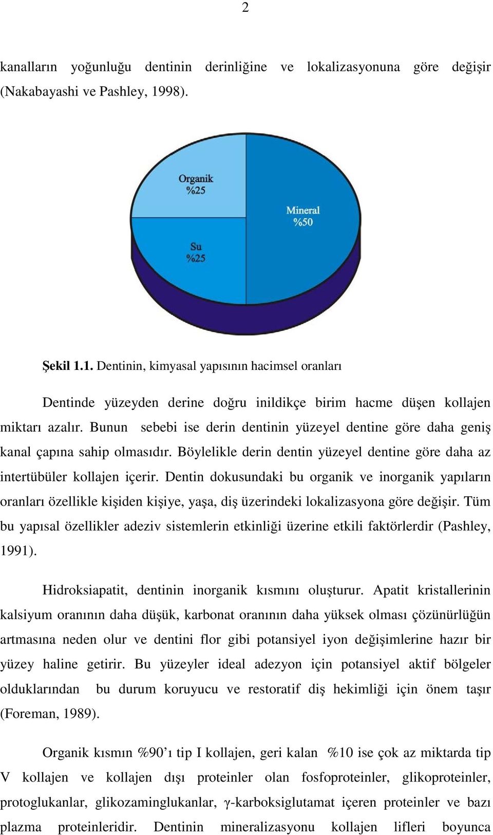 Bunun sebebi ise derin dentinin yüzeyel dentine göre daha geniş kanal çapına sahip olmasıdır. Böylelikle derin dentin yüzeyel dentine göre daha az intertübüler kollajen içerir.