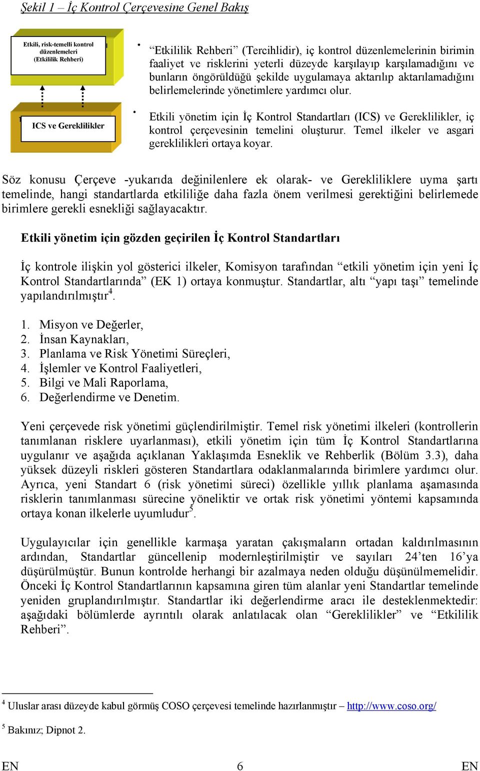 Etkili yönetim için İç Kontrol Standartları (ICS) ve Gereklilikler, iç kontrol çerçevesinin temelini oluşturur. Temel ilkeler ve asgari gereklilikleri ortaya koyar.