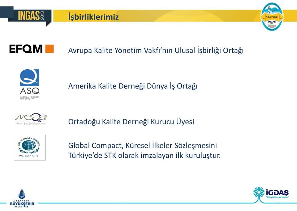 Ortadoğu Kalite Derneği Kurucu Üyesi Global Compact, Küresel