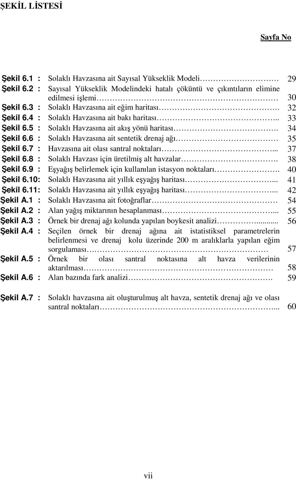 6 : Solaklı Havzasına ait sentetik drenaj ağı 35 Şekil 6.7 : Havzasına ait olası santral noktaları... 37 Şekil 6.8 : Solaklı Havzası için üretilmiş alt havzalar. 38 Şekil 6.