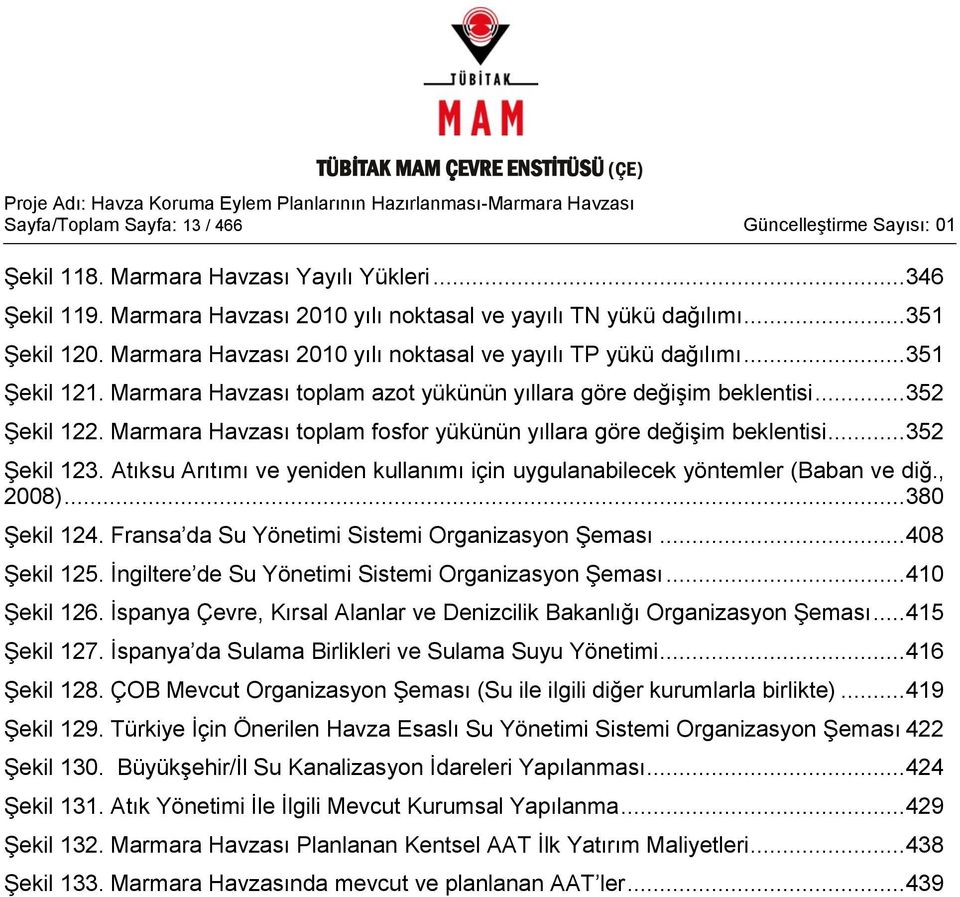 Marmara Havzası toplam fosfor yükünün yıllara göre değiģim beklentisi... 352 ġekil 123. Atıksu Arıtımı ve yeniden kullanımı için uygulanabilecek yöntemler (Baban ve diğ., 2008)... 380 ġekil 124.