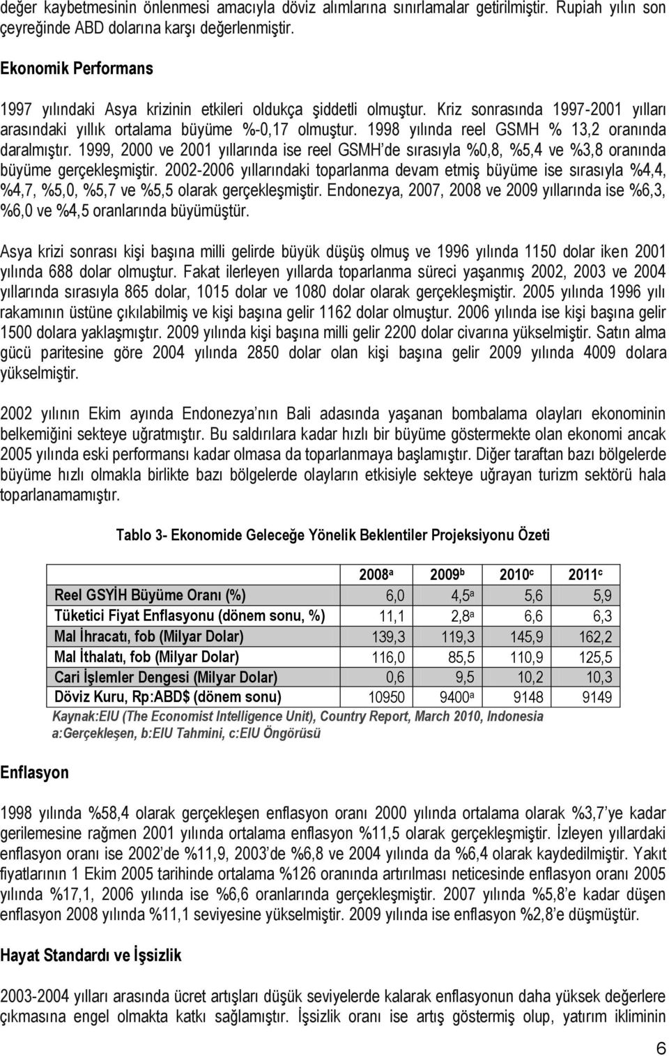 1998 yılında reel GSMH % 13,2 oranında daralmıştır. 1999, 2000 ve 2001 yıllarında ise reel GSMH de sırasıyla %0,8, %5,4 ve %3,8 oranında büyüme gerçekleşmiştir.