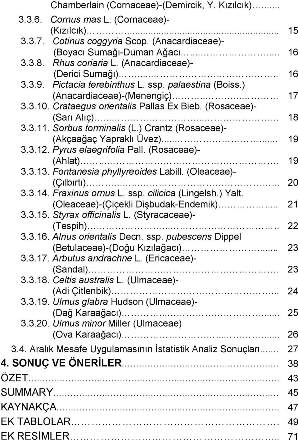 (Rosaceae)- (Sarı Alıç)...... 18 3.3.11. Sorbus torminalis (L.) Crantz (Rosaceae)- (Akçaağaç Yapraklı Üvez)...... 19 3.3.12. Pyrus elaegrifolia Pall. (Rosaceae)- (Ahlat).... 19 3.3.13.