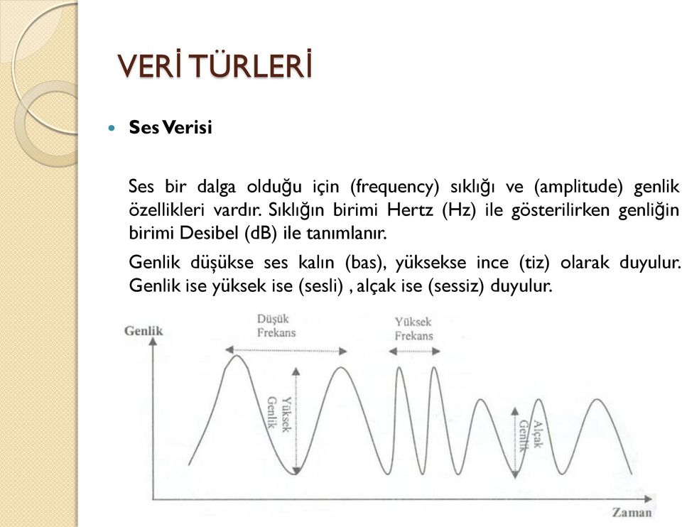 Sıklığın birimi Hertz (Hz) ile gösterilirken genliğin birimi Desibel (db) ile