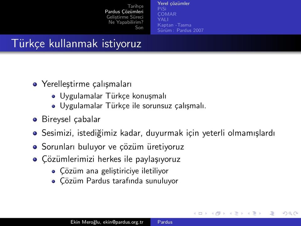 Bireysel çabalar Sesimizi, istediğimiz kadar, duyurmak için yeterli olmamışlardı Sorunları buluyor ve