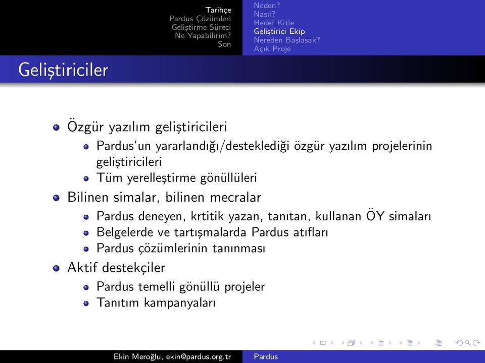 geliştiricileri Tüm yerelleştirme gönüllüleri Bilinen simalar, bilinen mecralar deneyen, krtitik yazan,