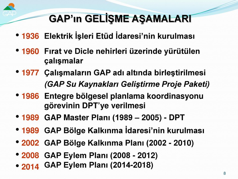 bölgesel planlama koordinasyonu görevinin DPT ye verilmesi 1989 GAP Master Planı (1989 2005) - DPT 1989 GAP Bölge Kalkınma