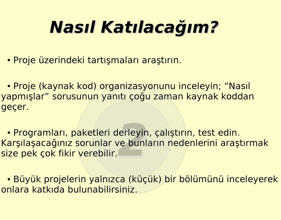 koddan geçer. 2 Programları, paketleri derleyin, çalıştırın, test edin.