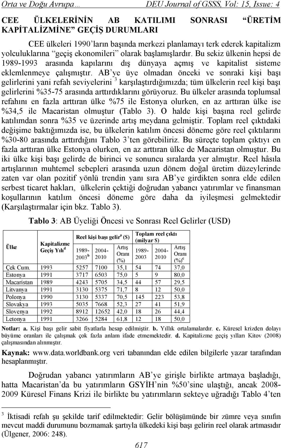 AB ye üye olmadan önceki ve sonraki kişi başı gelirlerini yani refah seviyelerini 3 karşılaştırdığımızda; tüm ülkelerin reel kişi başı gelirlerini %35-75 arasında arttırdıklarını görüyoruz.