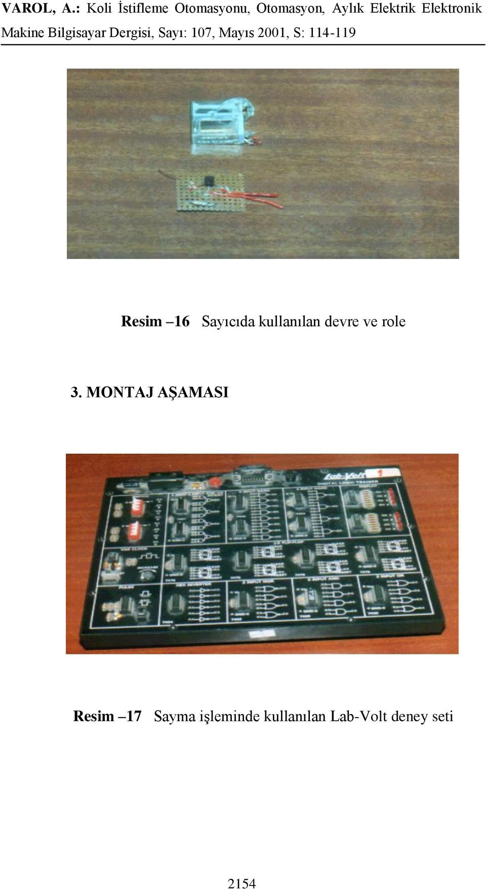 MONTAJ AŞAMASI Resim 17 Sayma