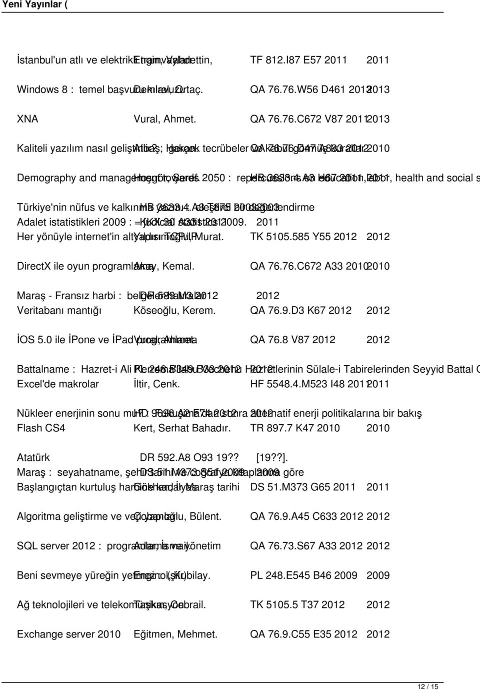 4.A3 : eleştirel T875 20032003 bir değerlendirme Adalet istatistikleri 2009 : = KKX judicial 30 A331 statistics 2011 2009. 2011 Her yönüyle internet'in altyapısı Yıldırımoğlu, TCP/IPMurat. TK 5105.