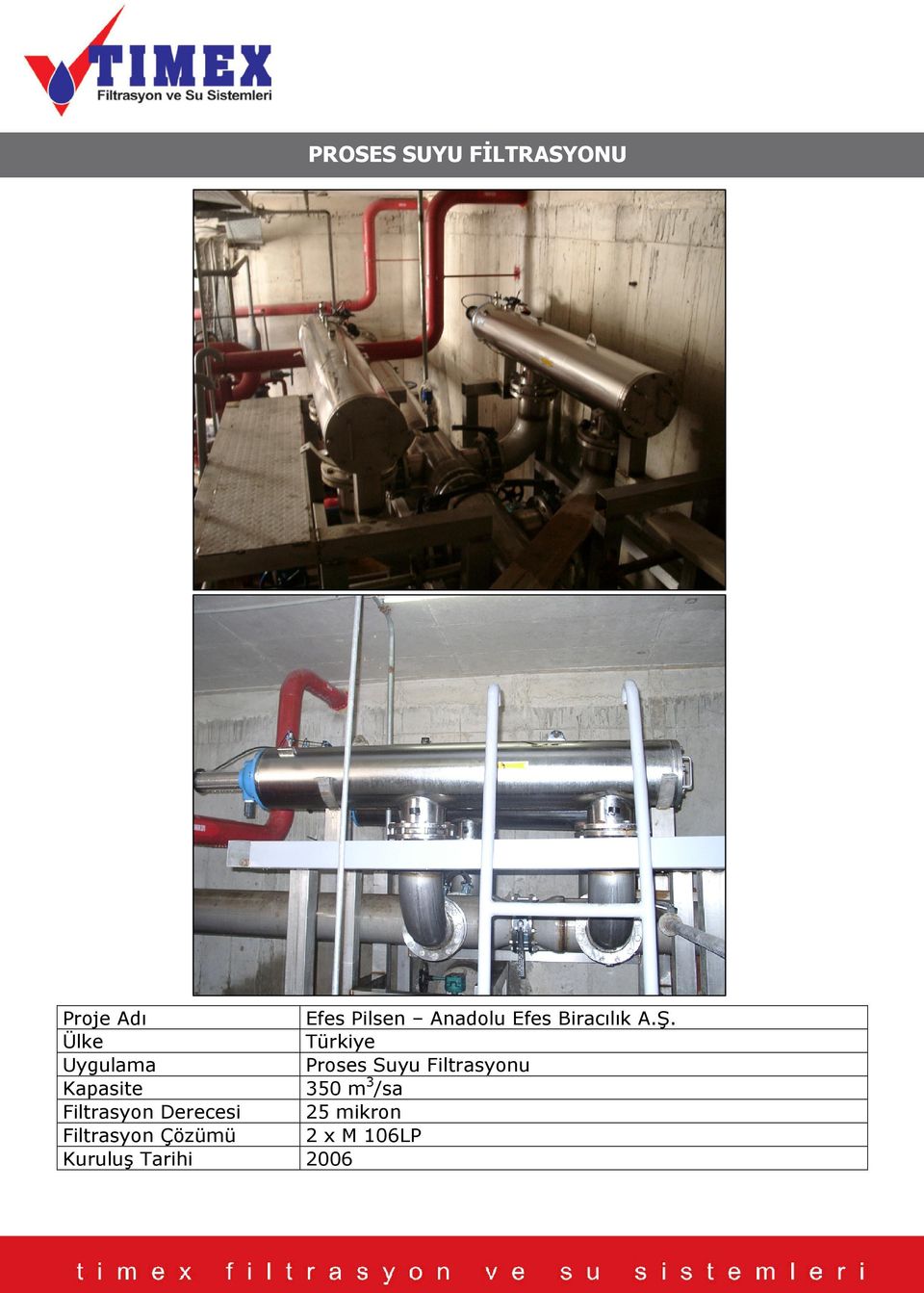 Proses Suyu Filtrasyonu 350 m 3 /sa