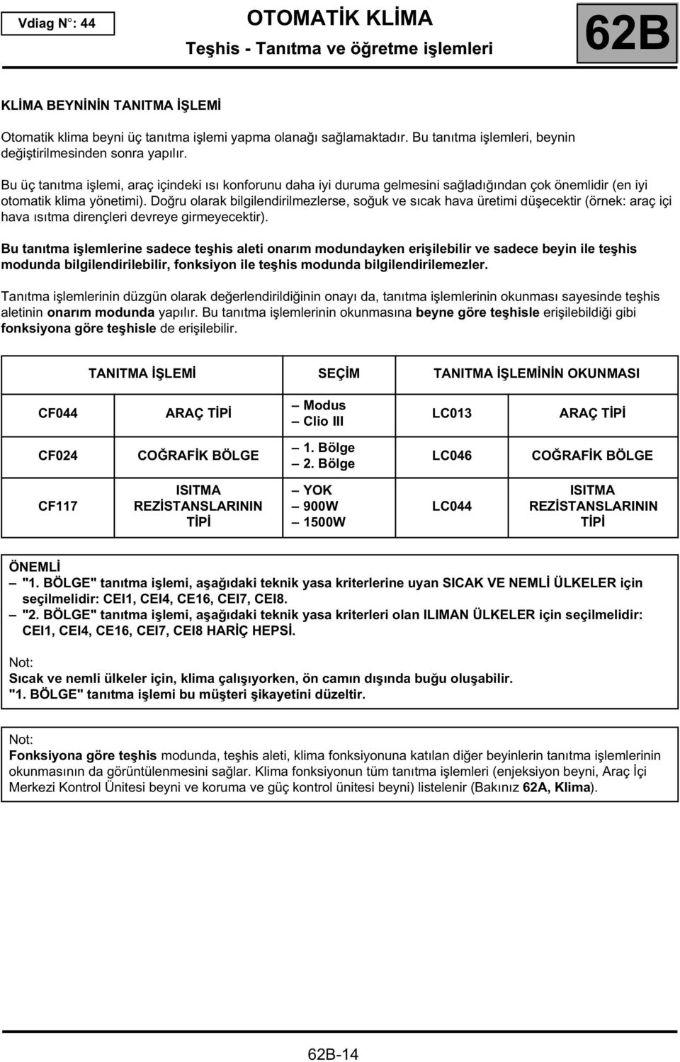 Doğru olarak bilgilendirilmezlerse, soğuk ve sıcak hava üretimi düşecektir (örnek: araç içi hava ısıtma dirençleri devreye girmeyecektir).