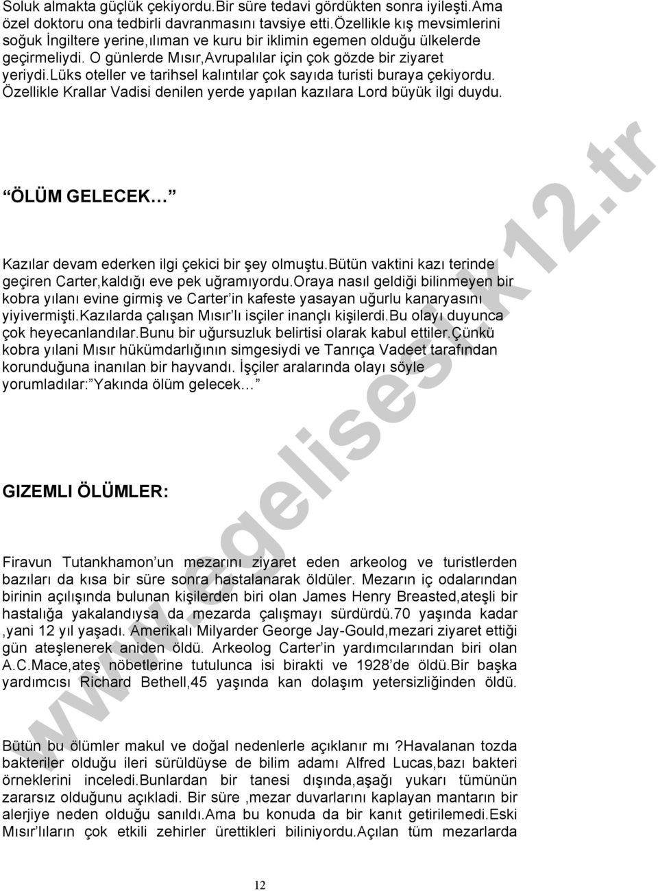 lüks oteller ve tarihsel kalıntılar çok sayıda turisti buraya çekiyordu. Özellikle Krallar Vadisi denilen yerde yapılan kazılara Lord büyük ilgi duydu.