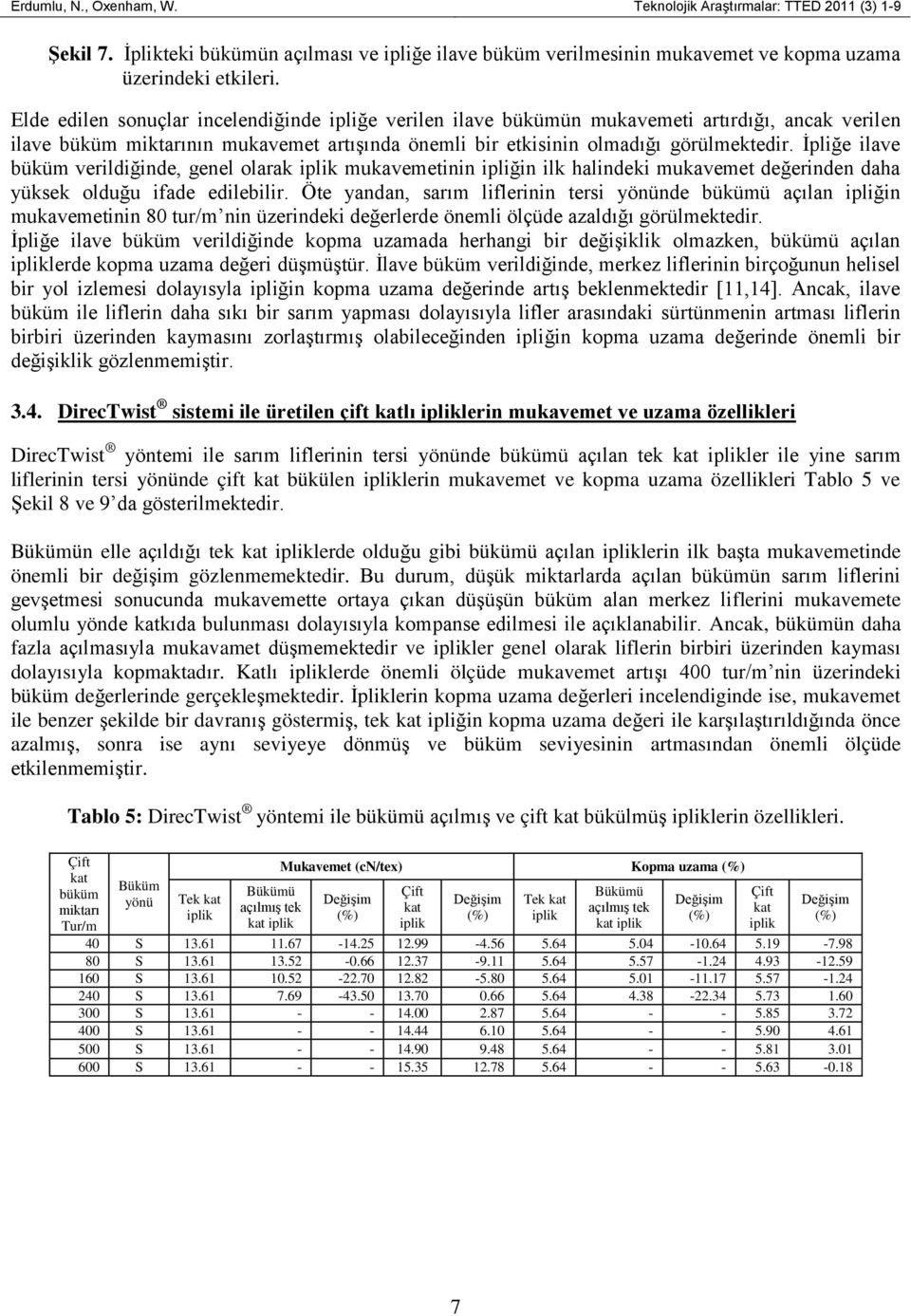 İpliğe ilave büküm verildiğinde, genel olarak mukavemetinin ipliğin ilk halindeki mukavemet değerinden daha yüksek olduğu ifade edilebilir.