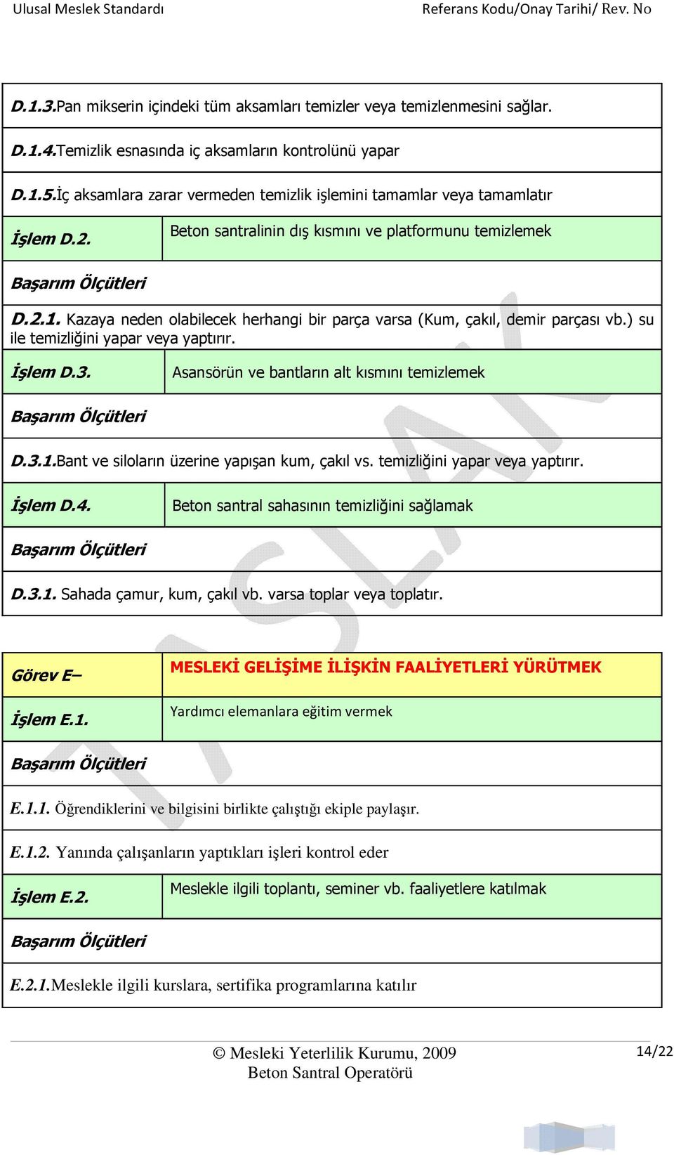 Kazaya neden olabilecek herhangi bir parça varsa (Kum, çakıl, demir parçası vb.) su ile temizliğini yapar veya yaptırır. İşlem D.3. Asansörün ve bantların alt kısmını temizlemek D.3.1.