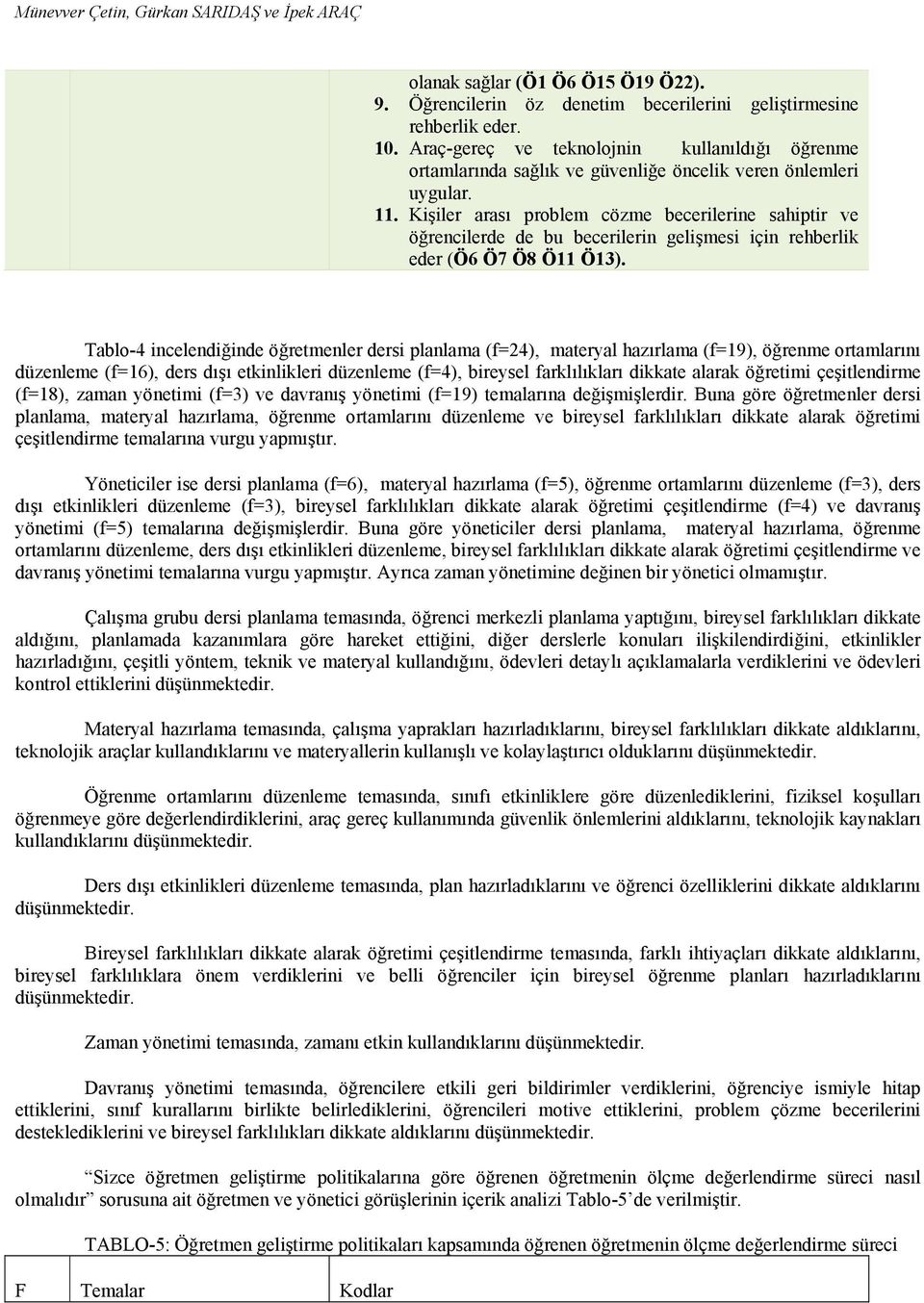 Kişiler arası problem cözme becerilerine sahiptir ve öğrencilerde de bu becerilerin gelişmesi için rehberlik eder (Ö6 Ö7 Ö8 Ö11 Ö13).