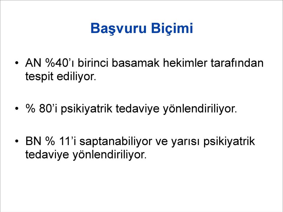 % 80 i psikiyatrik tedaviye yönlendiriliyor.