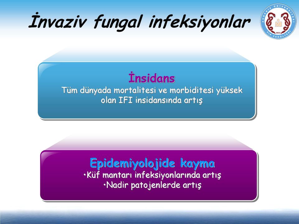 IFI insidansında artış Epidemiyolojide kayma Küf