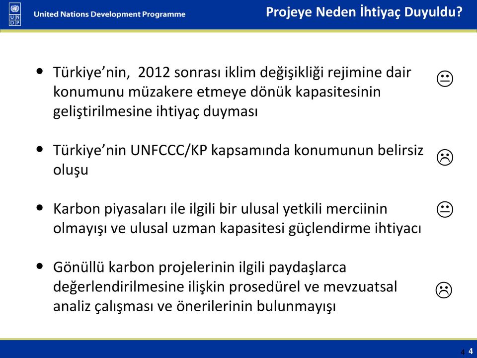 ihtiyaç duyması Türkiye nin UNFCCC/KP kapsamında konumunun belirsiz oluşu Karbon piyasaları ile ilgili bir ulusal yetkili