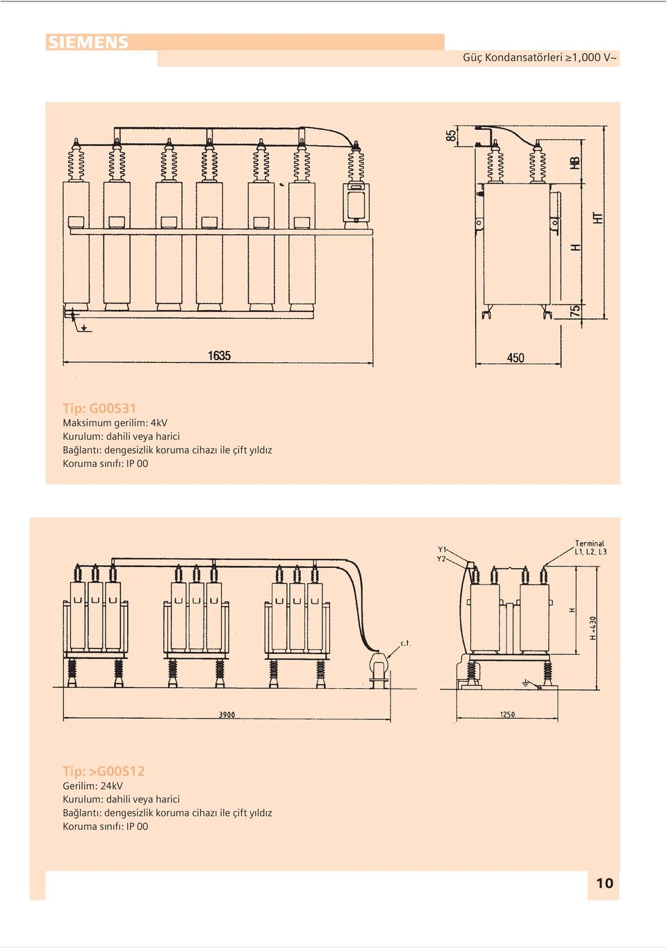 Koruma sınıfı: IP 00 Tip: >G00S2 Gerilim: 24kV Kurulum:  Koruma sınıfı: