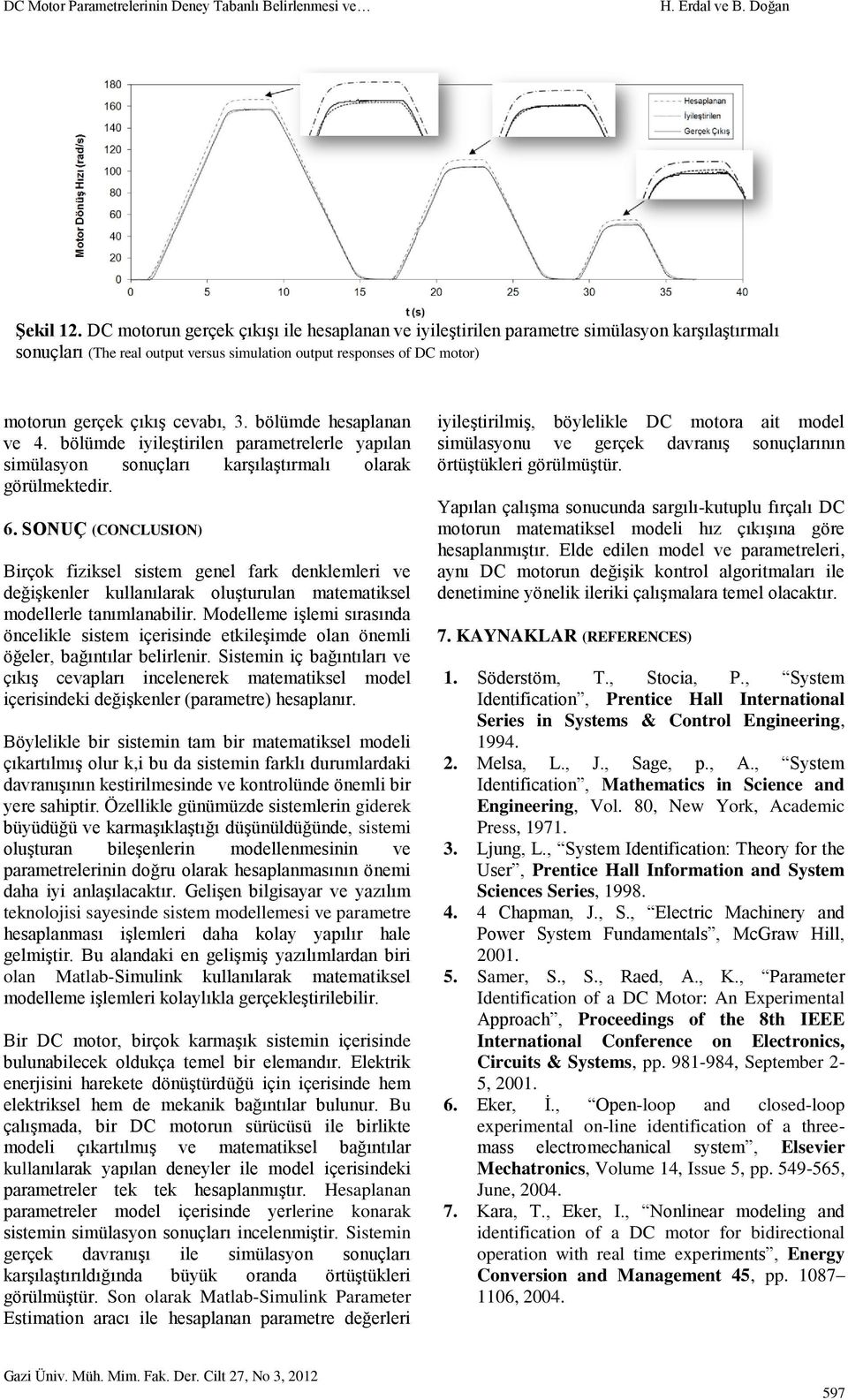 bölümde hesaplanan ve 4. bölümde iyileştirilen parametrelerle yapılan simülasyon sonuçları karşılaştırmalı olarak görülmektedir. 6.