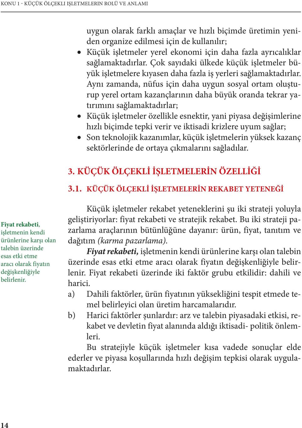 Aynı zamanda, nüfus için daha uygun sosyal ortam oluşturup yerel ortam kazançlarının daha büyük oranda tekrar yatırımını sağlamaktadırlar; Küçük işletmeler özellikle esnektir, yani piyasa