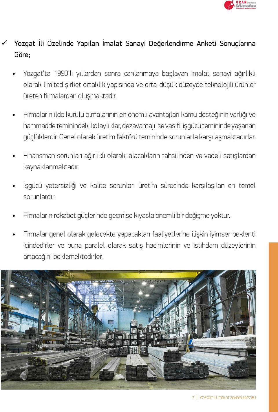 Firmaların ilde kurulu olmalarının en önemli avantajları kamu desteğinin varlığı ve hammadde teminindeki kolaylıklar, dezavantajı ise vasıflı işgücü temininde yaşanan güçlüklerdir.