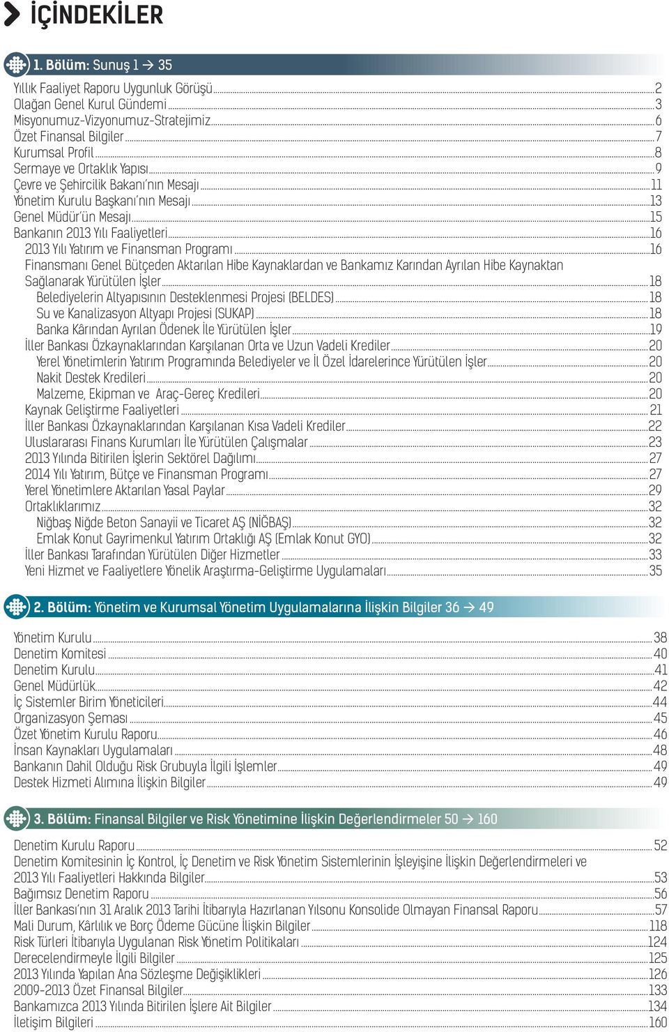 ..16 2013 Yılı Yatırım ve Finansman Programı...16 Finansmanı Genel Bütçeden Aktarılan Hibe Kaynaklardan ve Bankamız Karından Ayrılan Hibe Kaynaktan Sağlanarak Yürütülen İşler.