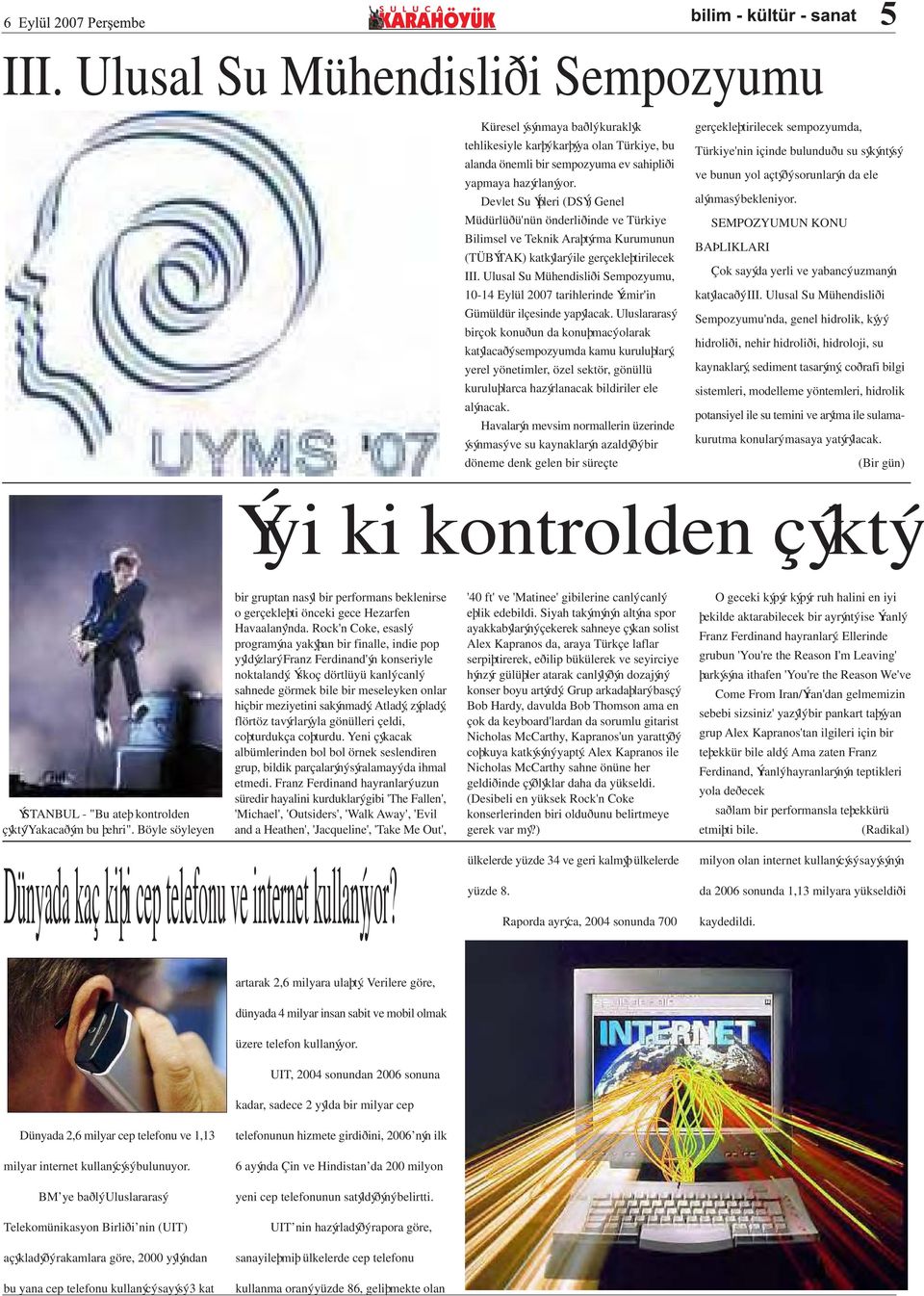 Ulusal Su Mühendisliði Sempozyumu, 10-14 Eylül 2007 tarihlerinde Ýzmir'in Gümüldür ilçesinde yapýlacak.