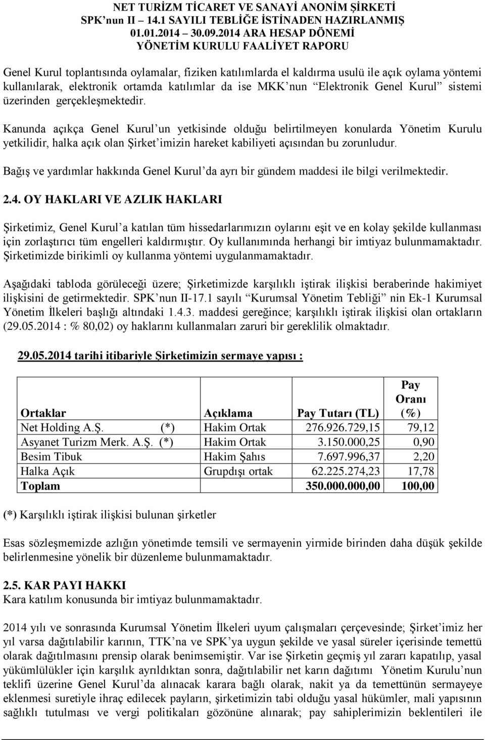 Bağış ve yardımlar hakkında Genel Kurul da ayrı bir gündem maddesi ile bilgi verilmektedir. 2.4.