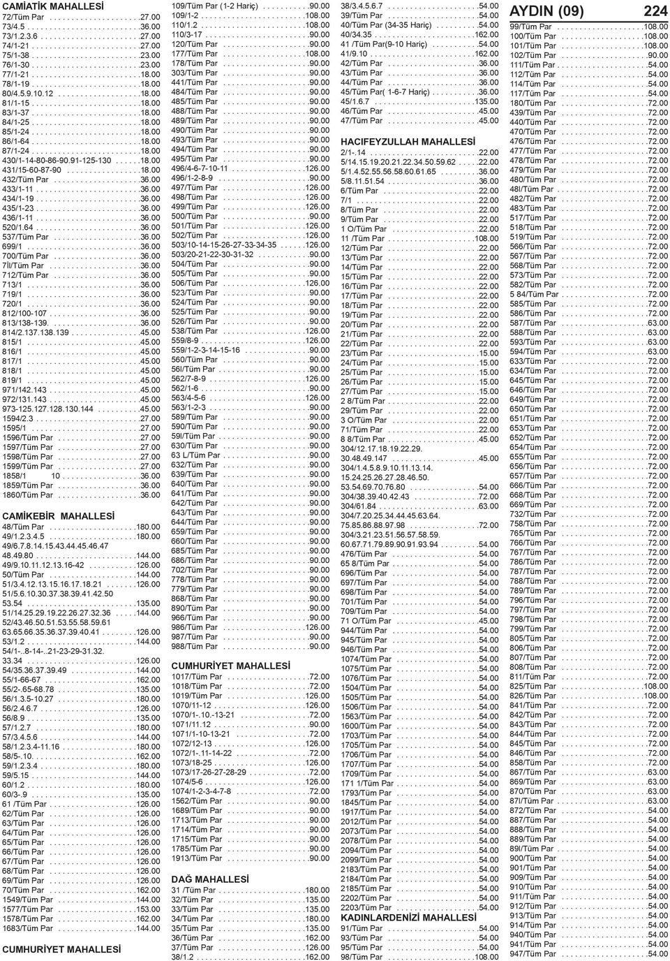 ........................18.00 84/1-25.........................18.00 85/1-24.........................18.00 86/1-64.........................18.00 87/1-24.........................18.00 430/1-14-80-86-90.