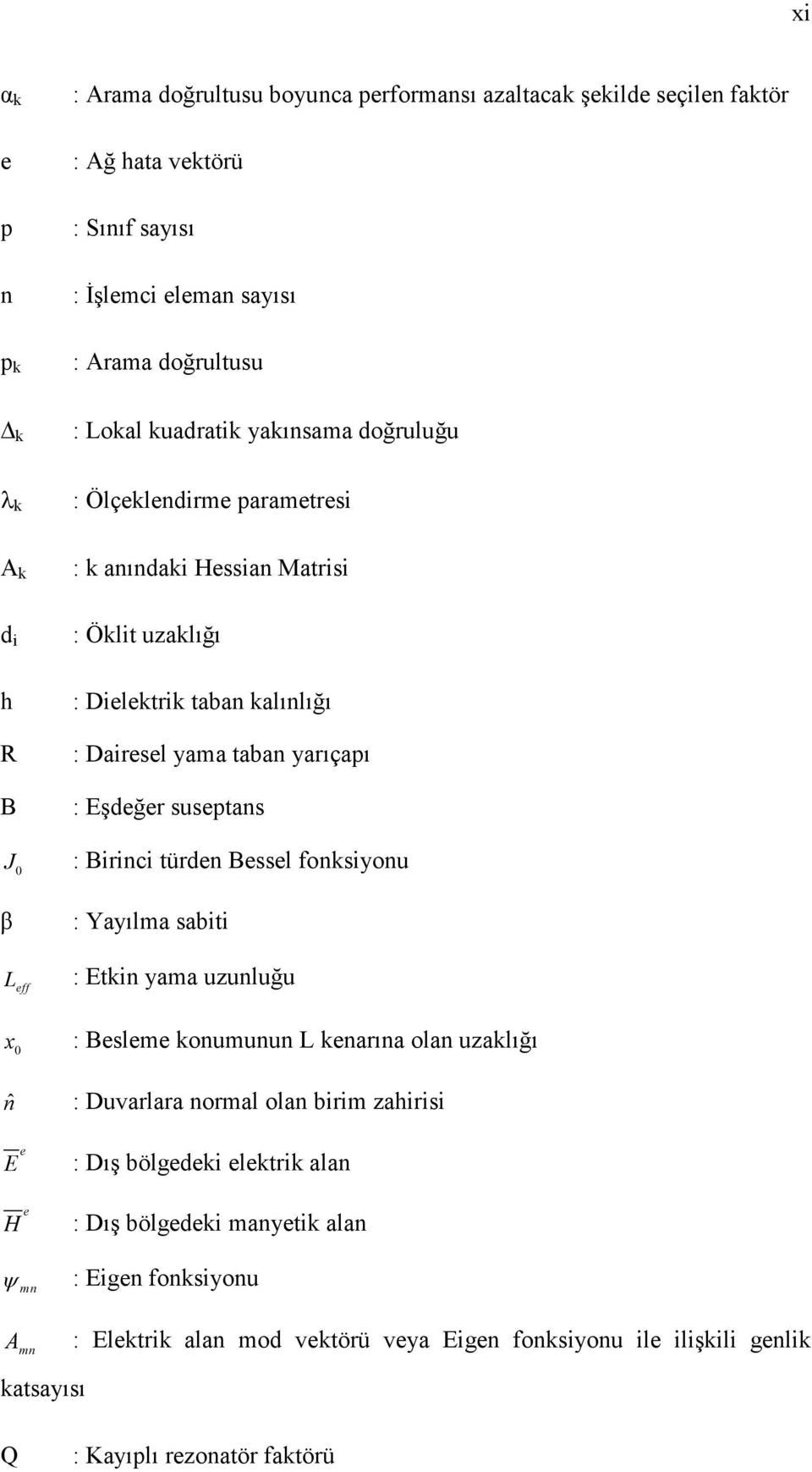 suseptans : Birinci türden Bessel fonksiyonu β : Yayılma sabiti L : Etkin yama uzunluğu eff x 0 : Besleme konumunun L kenarına olan uzaklığı ˆn : Duvarlara normal olan birim zahirisi e E :