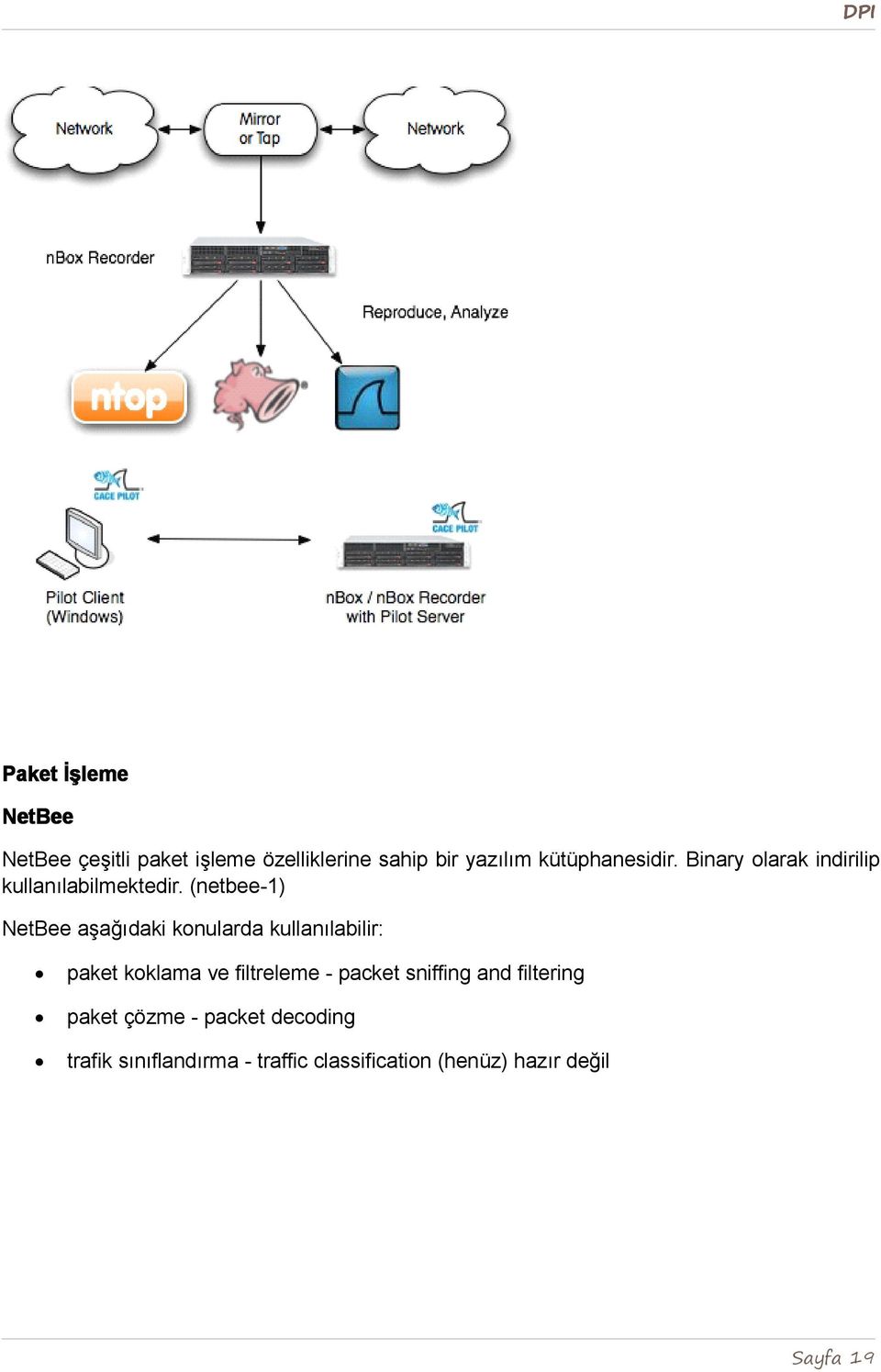 (netbee-1) NetBee aşağıdaki konularda kullanılabilir: paket koklama ve filtreleme - packet