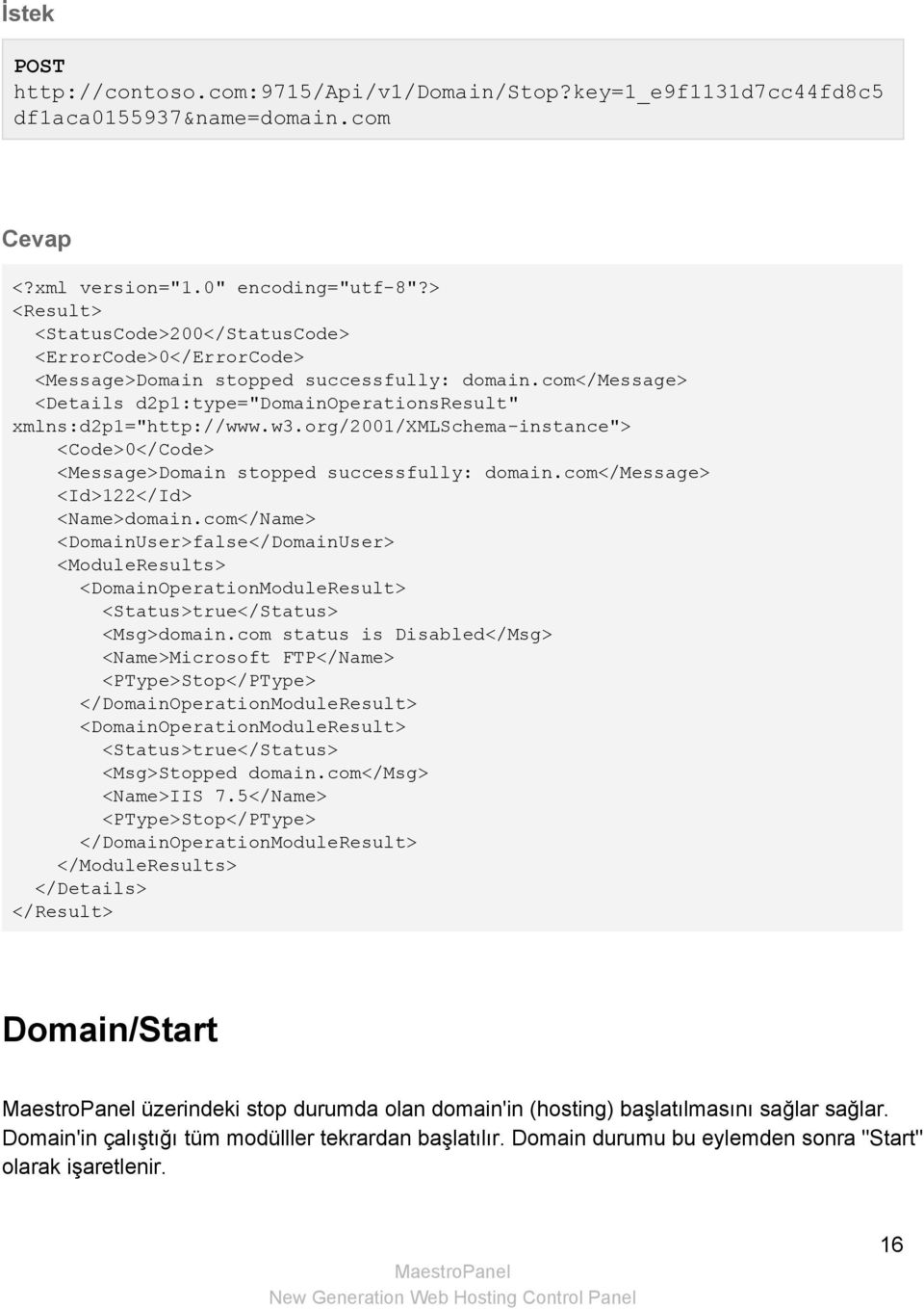 org/2001/xmlschema instance"> <Code>0</Code> <Message>Domain stopped successfully: domain.com</message> <Id>122</Id> <Name>domain.