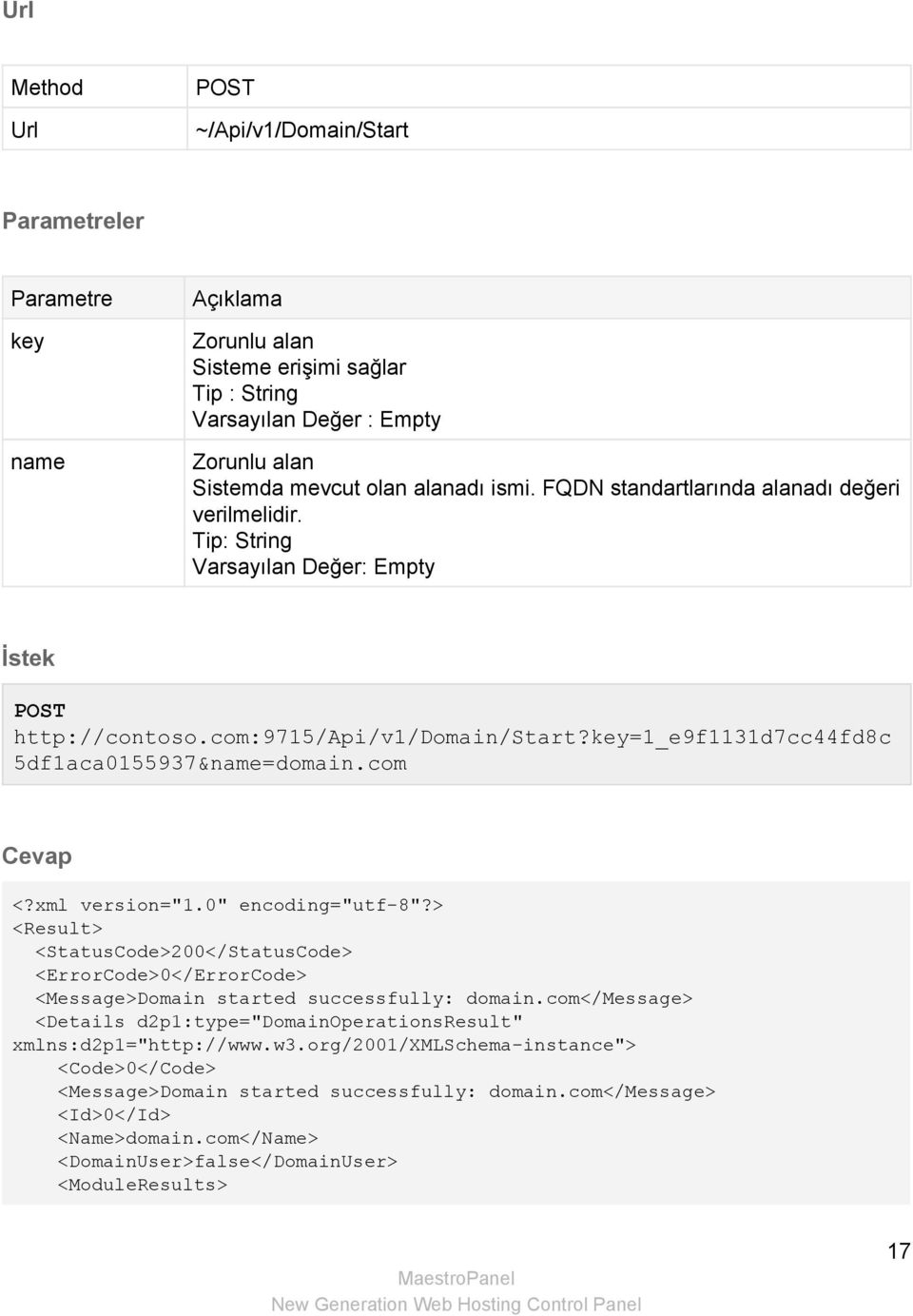0" encoding="utf 8"?> <Result> <StatusCode>200</StatusCode> <ErrorCode>0</ErrorCode> <Message>Domain started successfully: domain.