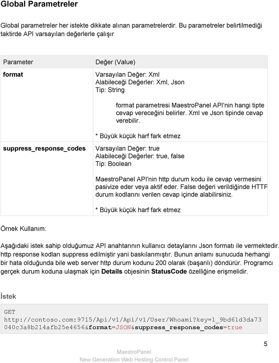 cevap vereceğini belirler. Xml ve Json tipinde cevap verebilir.