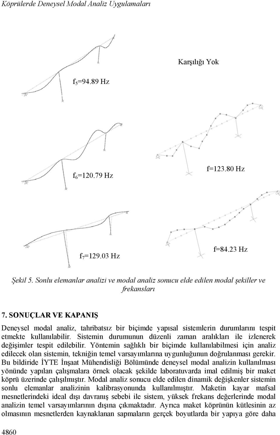 SONUÇLAR VE KAPANIŞ Deneysel modal analiz, tahribatsız bir biçimde yapısal sistemlerin durumlarını tespit etmekte kullanılabilir.