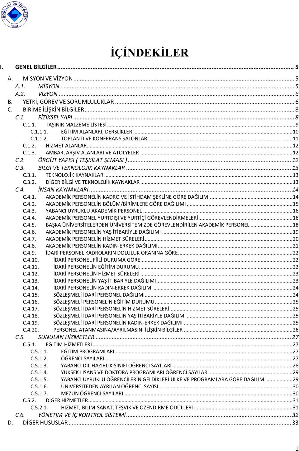 .. 12 C.3. BİLGİ VE TEKNOLOJİK KAYNAKLAR... 13 C.3.1. C.3.2. TEKNOLOJİK KAYNAKLAR... 13 DİĞER BİLGİ VE TEKNOLOJİK KAYNAKLAR... 13 C.4. İNSAN KAYNAKLARI... 14 C.4.1. AKADEMİK PERSONELİN KADRO VE İSTİHDAM ŞEKLİNE GÖRE DAĞILIMI.