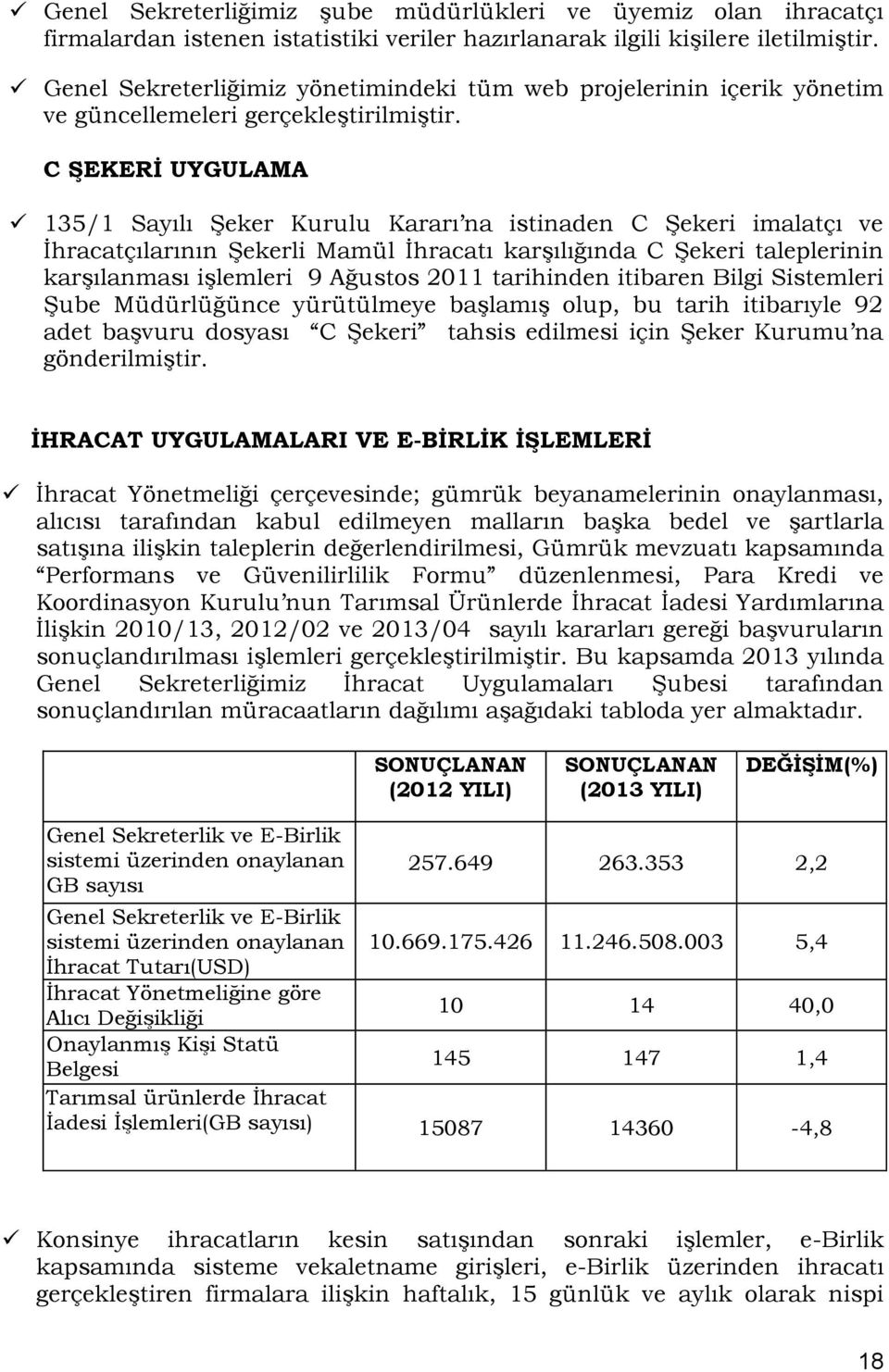 C ġekerġ UYGULAMA 135/1 Sayılı ġeker Kurulu Kararı na istinaden C ġekeri imalatçı ve Ġhracatçılarının ġekerli Mamül Ġhracatı karģılığında C ġekeri taleplerinin karģılanması iģlemleri 9 Ağustos 2011