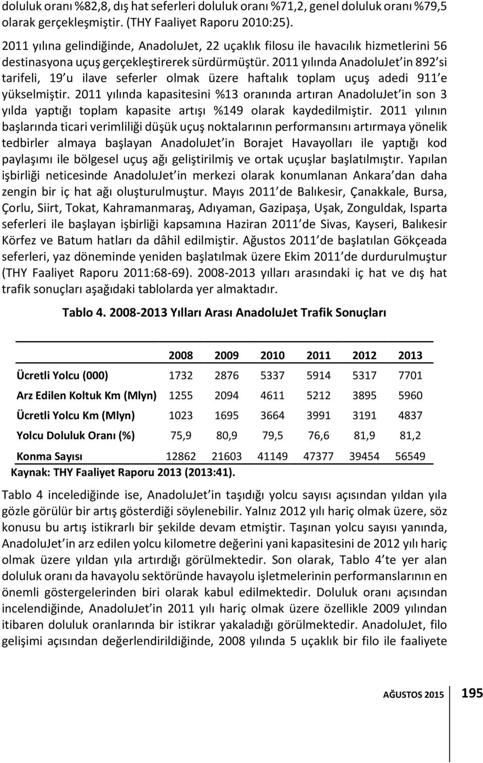 2011 yılında AnadoluJet in 892 si tarifeli, 19 u ilave seferler olmak üzere haftalık toplam uçuş adedi 911 e yükselmiştir.