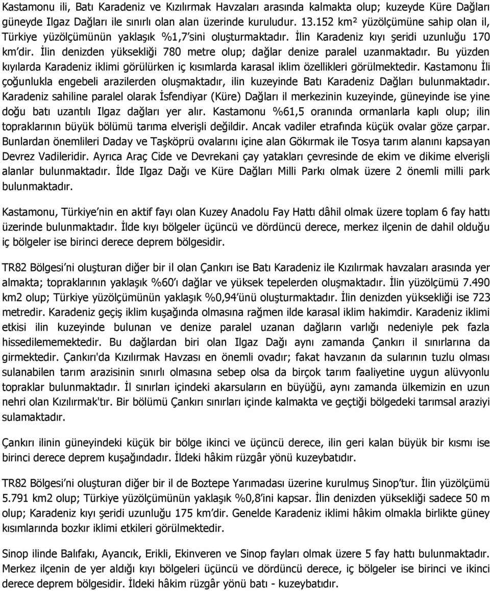 İlin denizden yüksekliği 780 metre olup; dağlar denize paralel uzanmaktadır. Bu yüzden kıyılarda Karadeniz iklimi görülürken iç kısımlarda karasal iklim özellikleri görülmektedir.