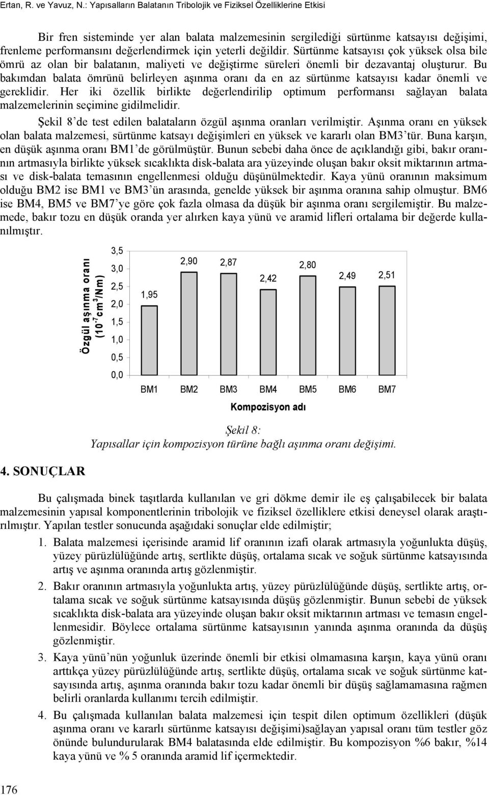 için yeterli değildir. Sürtünme katsayısı çok yüksek olsa bile ömrü az olan bir balatanın, maliyeti ve değiştirme süreleri önemli bir dezavantaj oluşturur.