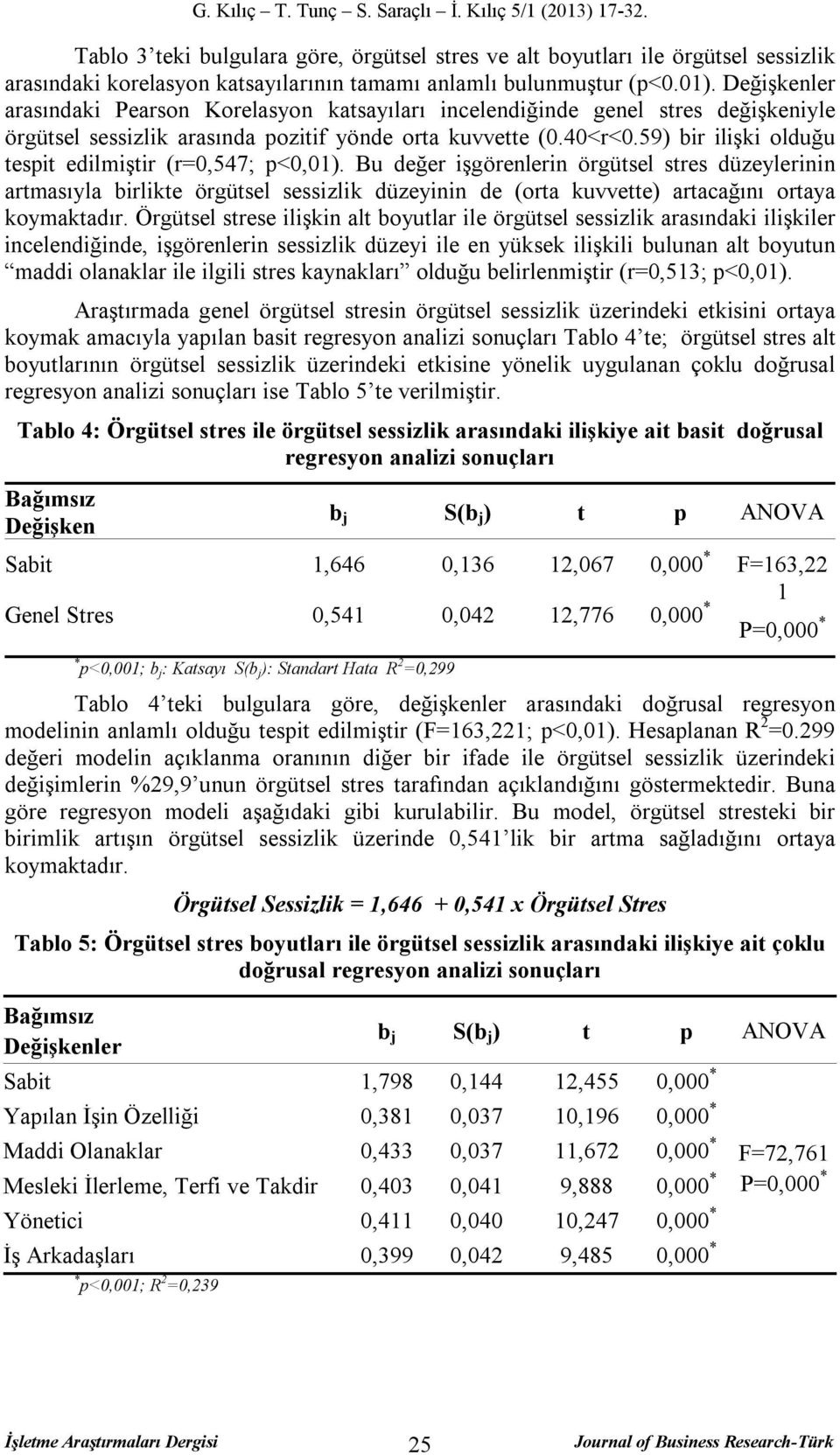 59) bir ilişki olduğu tespit edilmiştir (r=0,547; p<0,01).