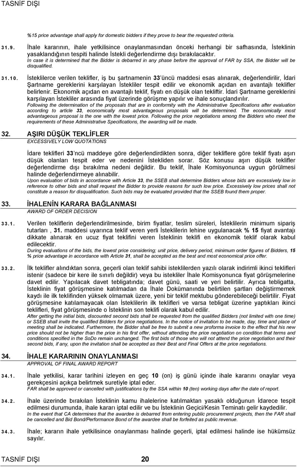 In case it is determined that the Bidder is debarred in any phase before the approval of FAR by SSA, the Bidder will be disqualified. 31.10.