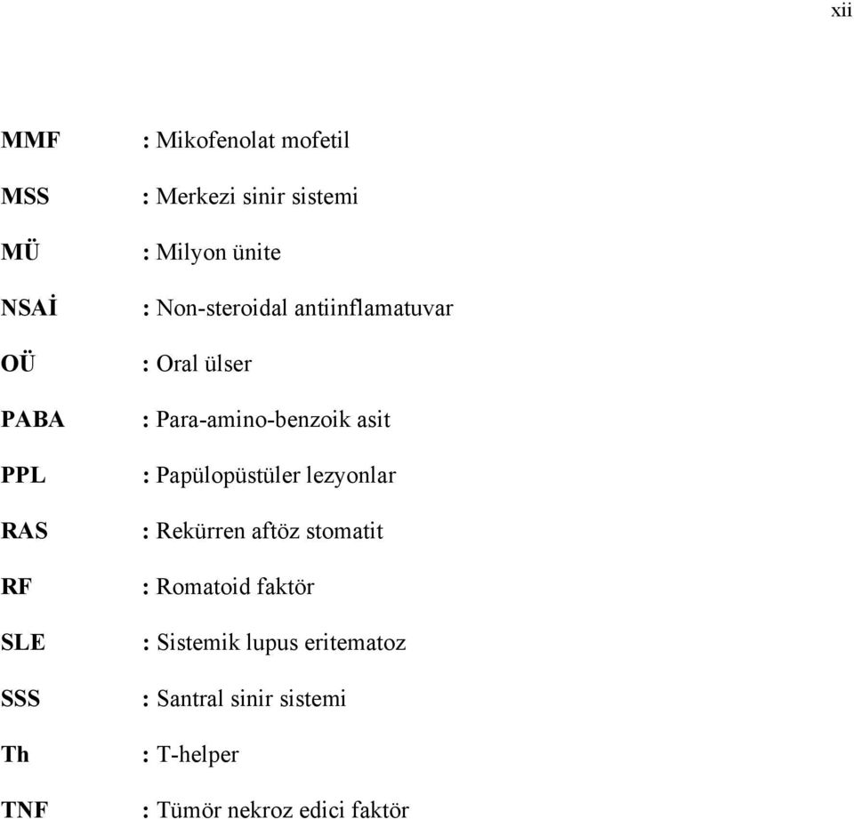 Para-amino-benzoik asit : Papülopüstüler lezyonlar : Rekürren aftöz stomatit :