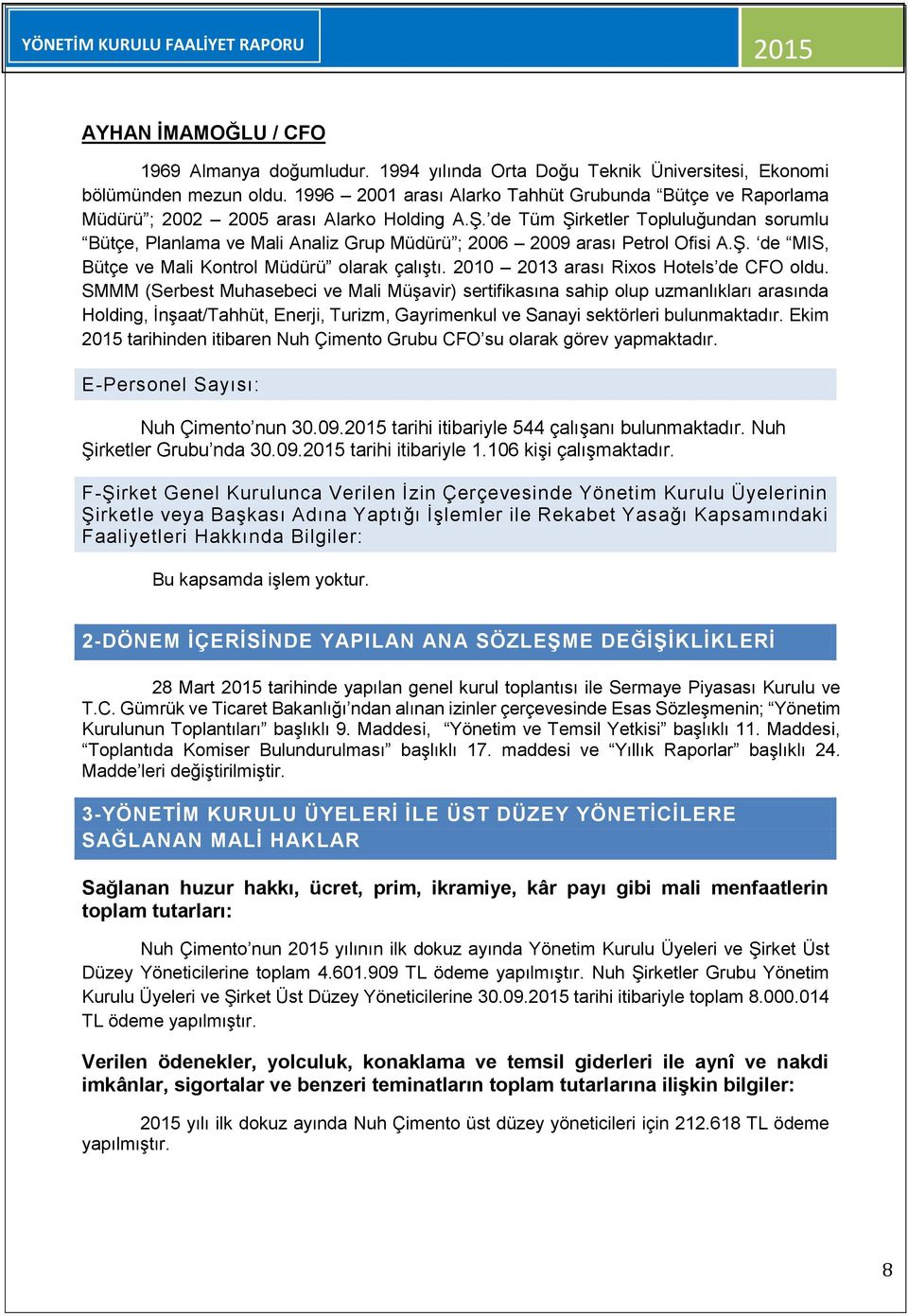 de Tüm Şirketler Topluluğundan sorumlu Bütçe, Planlama ve Mali Analiz Grup Müdürü ; 2006 2009 arası Petrol Ofisi A.Ş. de MIS, Bütçe ve Mali Kontrol Müdürü olarak çalıştı.