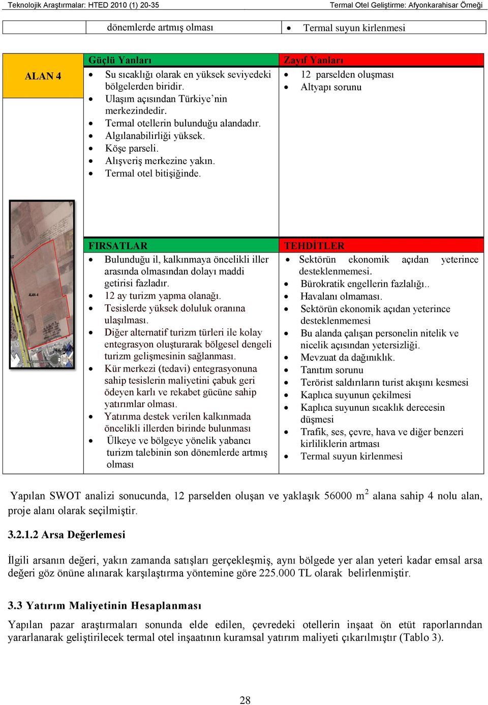 Termal otel bitişiğinde. Zayıf Yanları 12 parselden oluşması Altyapı sorunu FIRSATLAR Bulunduğu il, kalkınmaya öncelikli iller arasında olmasından dolayı maddi getirisi fazladır.